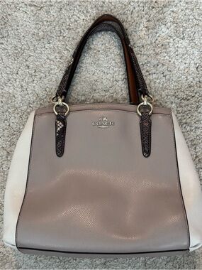 Coach Minetta Shoulder Bag in Exotic Trim Snake Leather